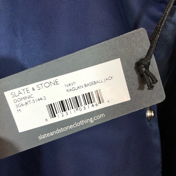 Slate & Stone Men’s Navy Raglan Baseball Jacket M - Picture 13 of 16